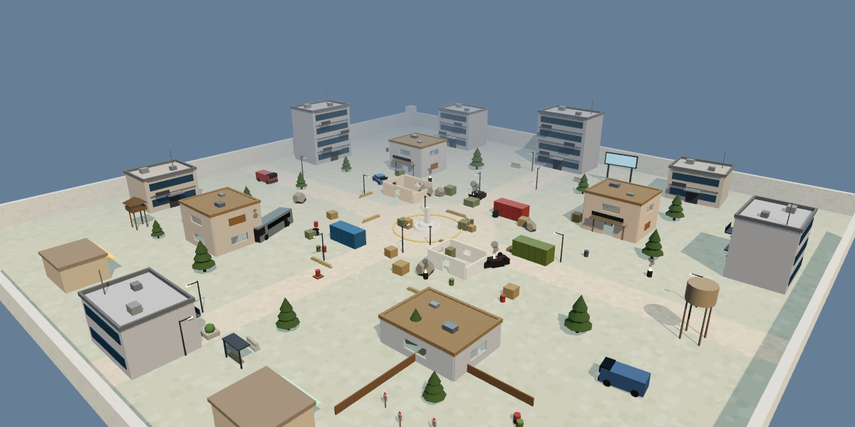 Overhead view of Broken District in X0STRIKE